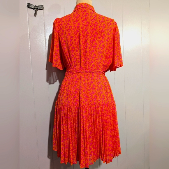 ALEXIS X Target Orange Floral Flutter Sleeve Pleated Wrap Dress Size XL - Picture 6 of 9